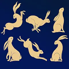 素材组合-中秋节矢量插画-兔子