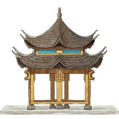 中国风-园林亭台楼阁素材贴纸-凉亭