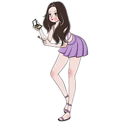手绘-护肤美妆少女人物插画贴纸7