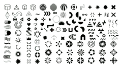 常规内容-图标系列黑色简约风几何不规则图形装饰图标组合