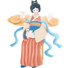 中秋节剪纸中国风仙女人物-玉兔
