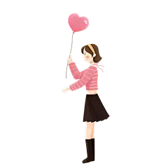 卡通感情人节女生元素贴纸 