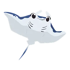 手绘-卡通风海洋动物元素-蝠鲼