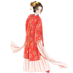 手绘-中国风汉服人物插画贴纸8