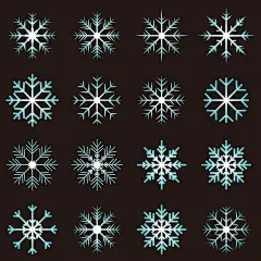 常规内容-图标系列蓝白色雪花装饰图标元素组合