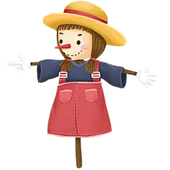 手绘-卡通风芒种元素稻草人贴纸3