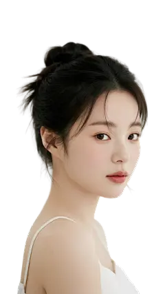 人物系列写实感高丸子头扎发优雅美女元素