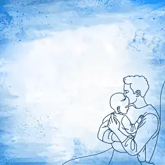 Father's Day Elegant Blue Watercolor and Line Art Illustrations Background Image