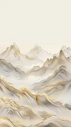 中国风通用鎏金水墨山水背景灰褐色图片素材