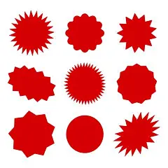 常规内容-促销系列扁平风红色标签元素组合