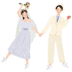手绘现代婚礼新人贴纸