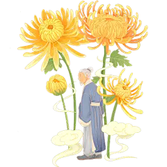重阳节通用金色菊花贴纸