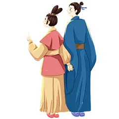 手绘-七夕人物元素-牛郎织女