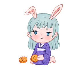 手绘-中秋节可爱兔耳人物插画4