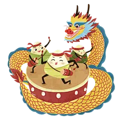 手绘-端午节大尺寸贴纸-跳舞