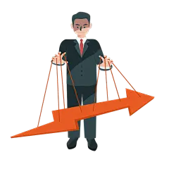 扁平男人手拿涨幅箭头股市涨幅常规贴纸