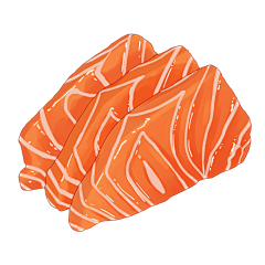 手绘-海鲜美食元素贴纸-三文鱼1