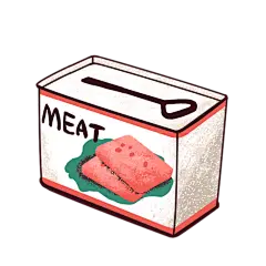 手绘-美食元素罐头贴纸-午餐肉