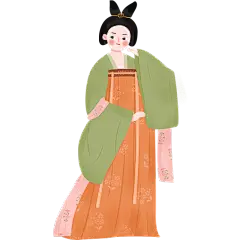 手绘古代美人服饰插画