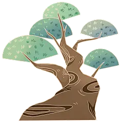手绘松树重阳节元素