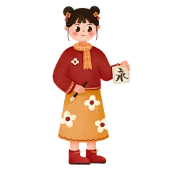 手绘-书法练字儿童元素人物插画9