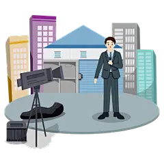 手绘主持人采访元素贴纸