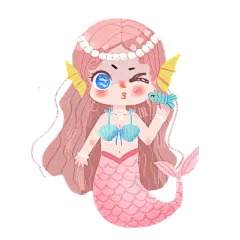 手绘-卡通十二星座少女贴纸-双鱼座