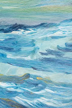 常规内容-背景系列油画风蓝色海浪背景图片