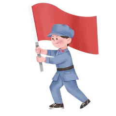 手绘-建党节儿童形象贴纸-挥舞红旗