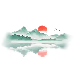清明节国风春天水墨青山水元素