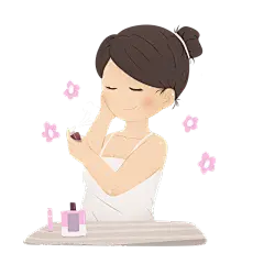 扁平风-手绘肌理-洗漱人物-化妆