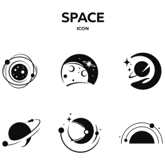 常规内容-装饰系列插画风黑色简约宇宙星球
