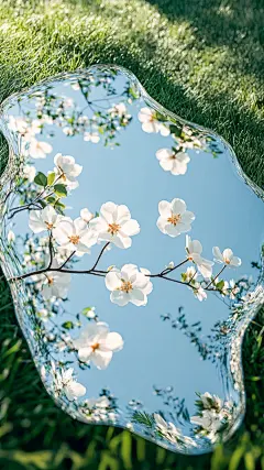 立春&春天实景感花朵镜子组合背景