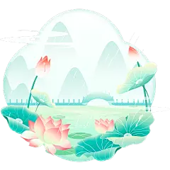 传统节气二十四节气雨水插画渐变矢量图形植物组合元素素材