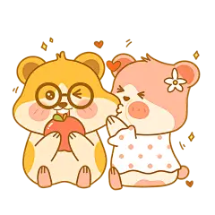 卡通感情人节仓鼠元素贴纸 