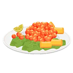 卡通风美食海鲜贴纸-鱼子酱