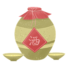 扁平风-中秋节元素贴纸-酒水