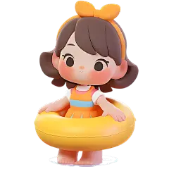 通用3D卡通感可爱小女孩儿童人物贴纸