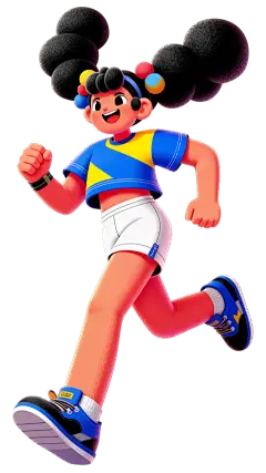 人物系列3D风奔跑女孩插画元素