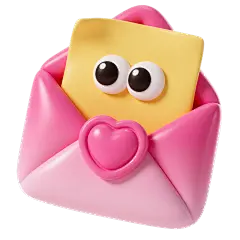 边框系列3D膨胀感粉色拟人信封元素