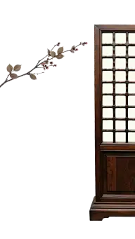 中国风典雅花枝屏风元素
