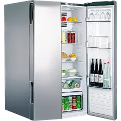 电器系列写实打开的银色冰箱饮料