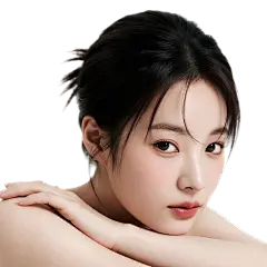 人物系列写实感黑发扎发美女半侧脸头像元素
