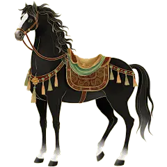 马年中式感敦煌风插画马元素