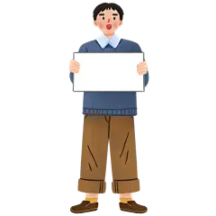 手绘-人物举牌动作贴纸-男生