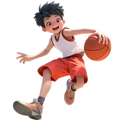 健身系列3D皮克斯风格打篮球少年元素