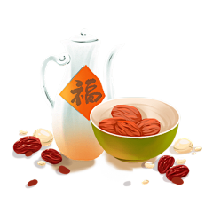 卡通感腊八节红枣元素贴纸