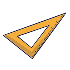 手绘黄色三角尺开学季元素贴纸 