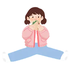 手绘风-人物插画贴纸-女孩