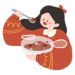 卡通感腊八节女孩元素贴纸